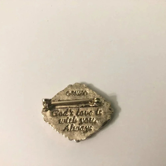 Vintage Camco Gods Love is with you  Always Roses Blessings Brooch Pin - Picture 5 of 14